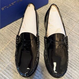 Stuart Weitzman Black Patent Lottie Loafers